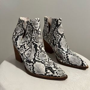 Faux snake skin booties